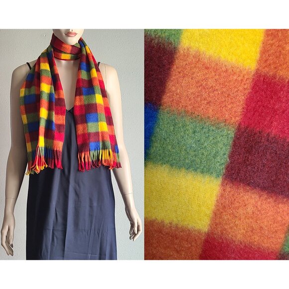 Colorful Felt Scarf w/ fringe - Picture 1 of 2